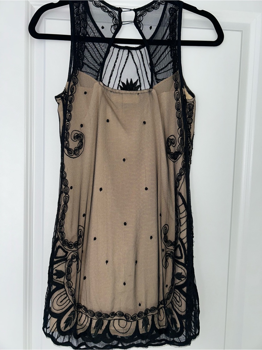 Abercrombie & Fitch Black and Nude Sheer Overlay Dress - Picture 2 of 4
